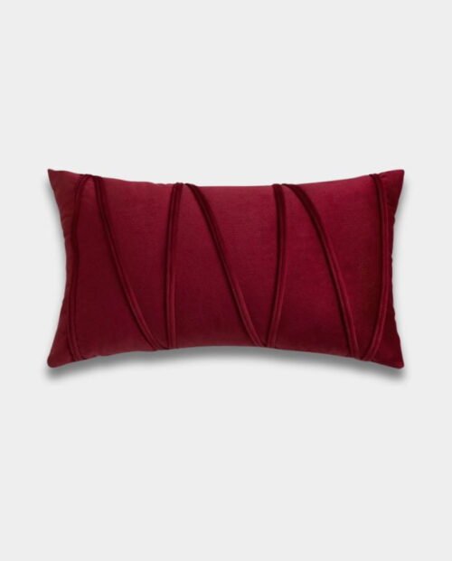 Velvet Striped Cushions (14) Striped Velvet Lumber Cushion Cover - Red Wine
