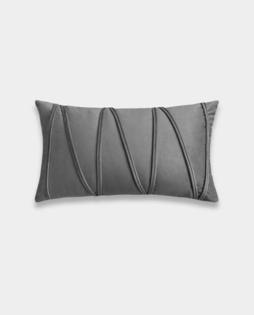 Striped Velvet Lumber Cushion Cover - Grey