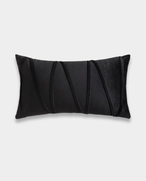 Velvet Striped Cushions (22) Striped Velvet Lumber Cushion Cover - Black