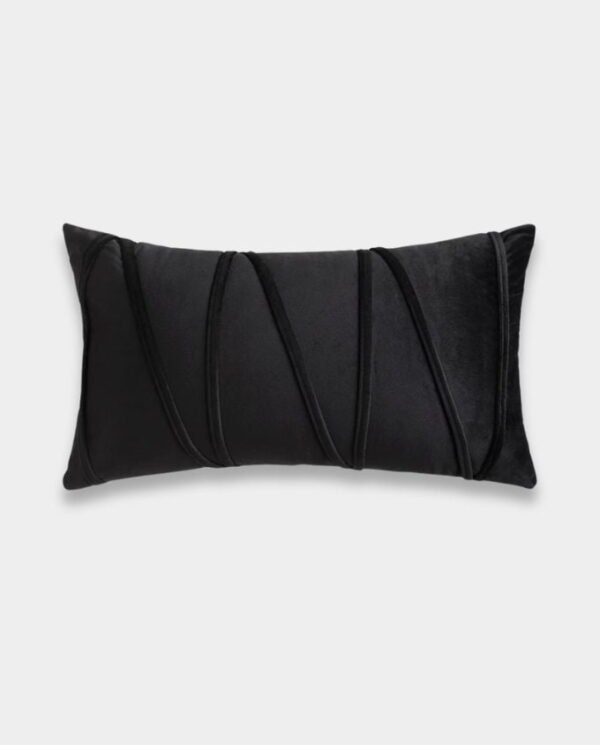 Velvet Striped Cushions (22) Striped Velvet Lumber Cushion Cover - Black