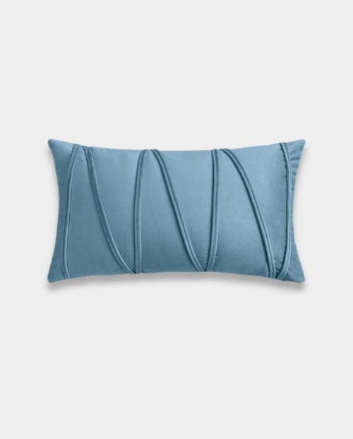 Velvet Striped Cushions (6) Striped Velvet Lumber Cushion Cover - Sky Blue