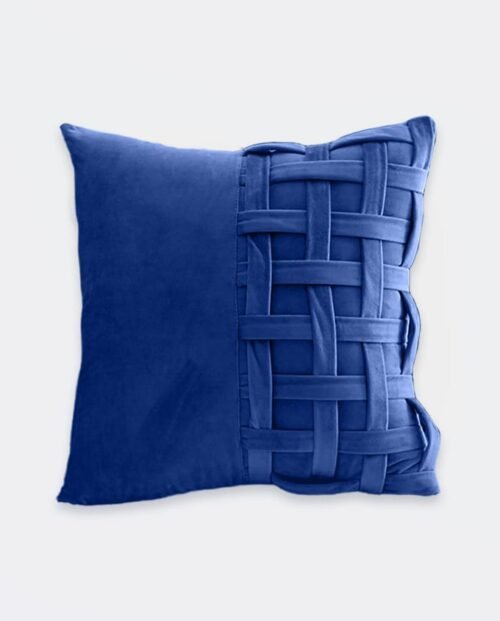 Check Velvet Cushion Cover - Navy Blue