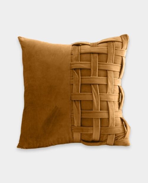 Check Velvet Cushion Cover - Brown