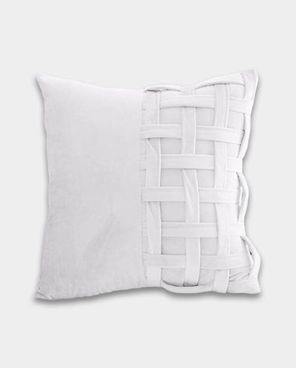 Check Velvet Cushion Cover - Square (2) Check Velvet Cushion Cover - White