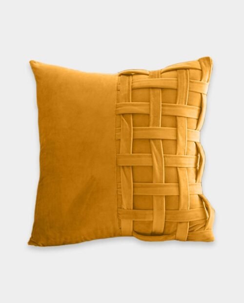 Check Velvet Cushion Cover - Square (3) Check Velvet Cushion Cover - Mustard Gold