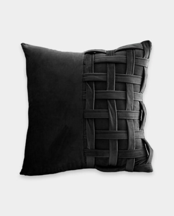 Check Velvet Cushion Cover - Square (5) Check Velvet Cushion Cover - Black