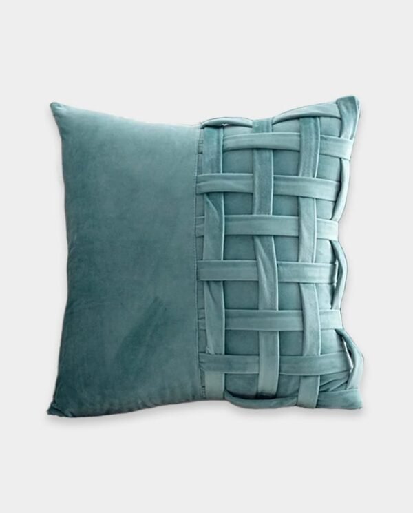 Check Velvet Cushion Cover - Square (6) Check Velvet Cushion Cover - Water Blue