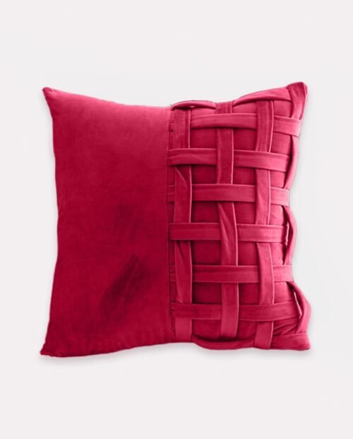 Check Velvet Cushion Cover - Red Wine