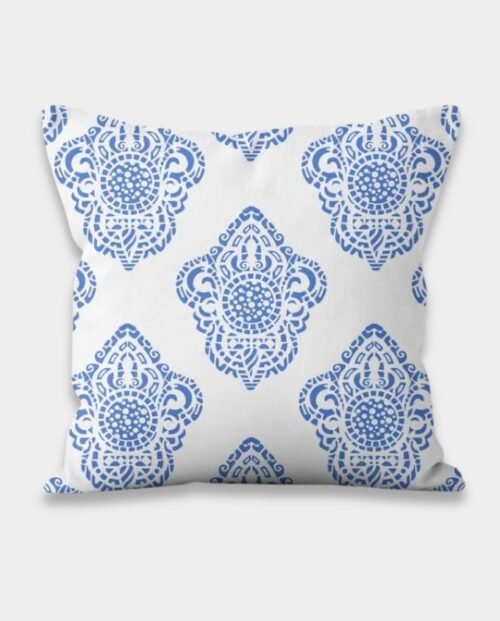 Hamptons Blue & White Damask Pillow