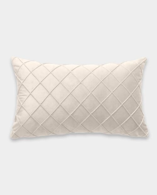 Pintex Velvet Cushion Covers - Oblong (1) Pintex Velvet Lumber Cushion Cover - Off White