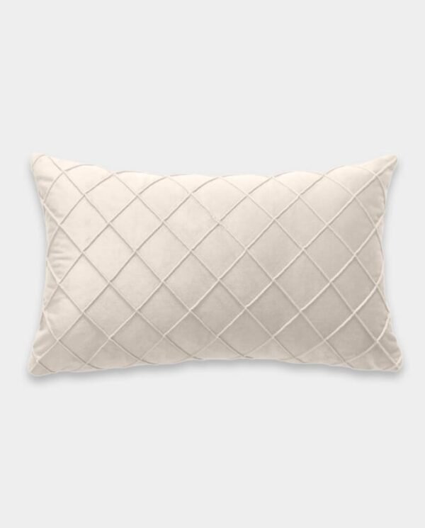 Pintex Velvet Cushion Covers - Oblong (1) Pintex Velvet Lumber Cushion Cover - Off White