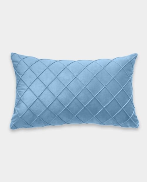Pintex Velvet Cushion Covers - Oblong (10) Pintex Velvet Lumber Cushion Cover - Sky Blue