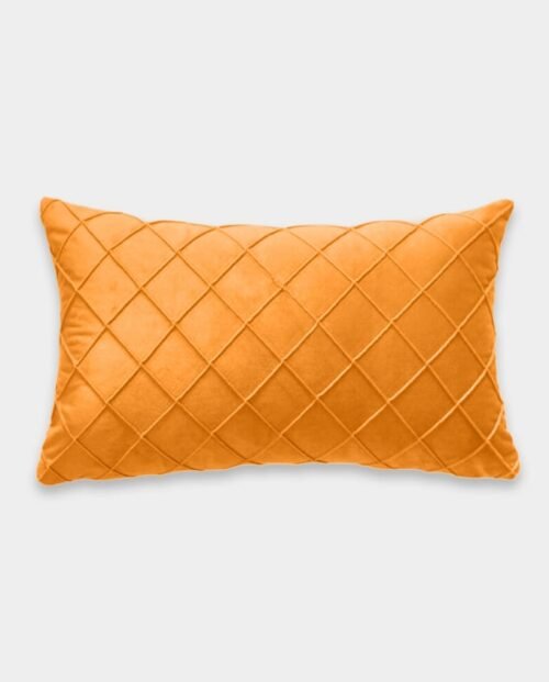Pintex Velvet Cushion Covers - Oblong (11) Pintex Velvet Lumber Cushion Cover - Orange