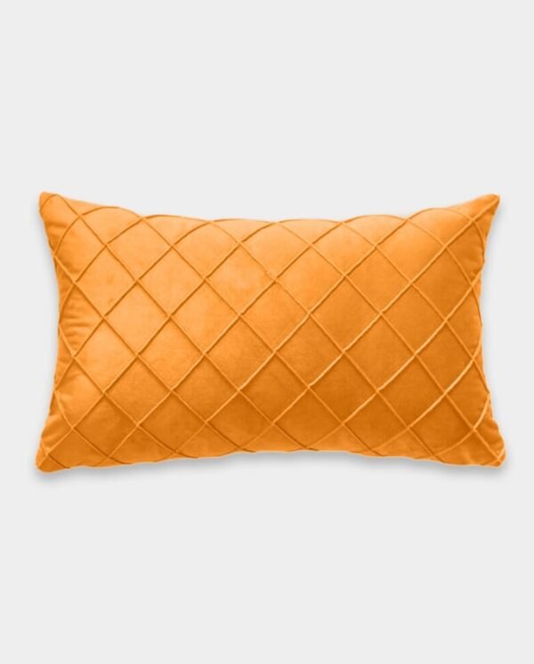 Pintex Velvet Cushion Covers - Oblong (11) Pintex Velvet Lumber Cushion Cover - Orange
