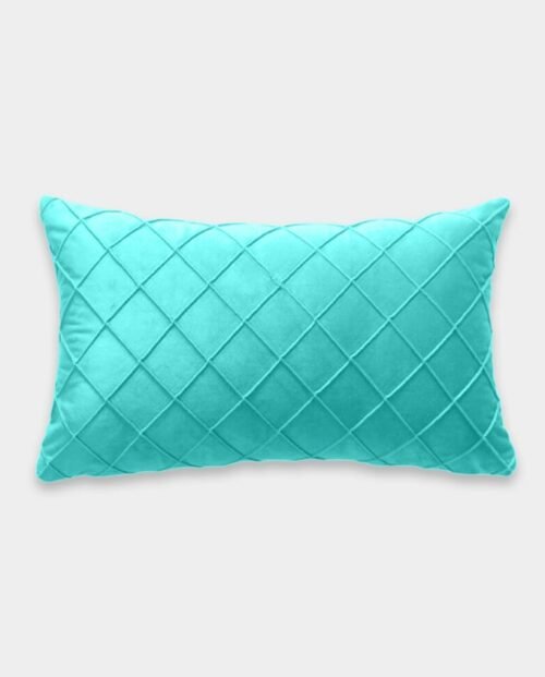 Pintex Velvet Cushion Covers - Oblong (3) Pintex Velvet Lumber Cushion Cover - Aqua Green