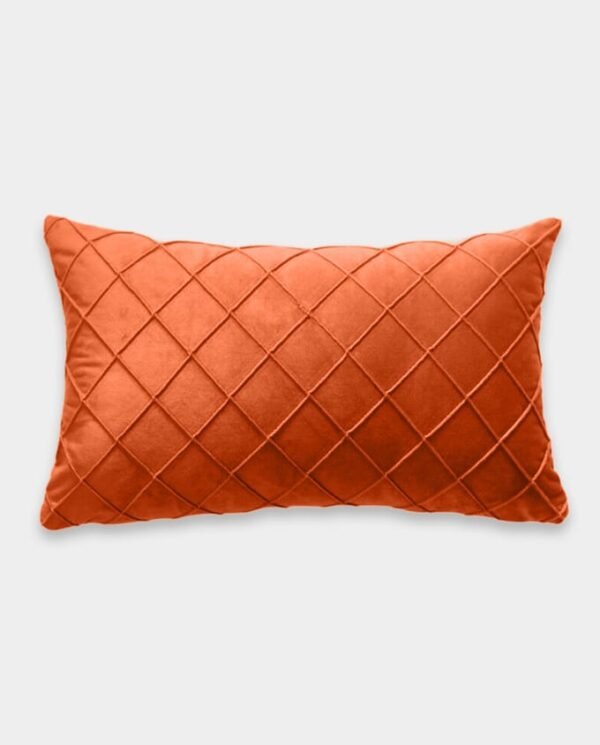 Pintex Velvet Cushion Covers - Oblong (4) Pintex Velvet Lumber Cushion Cover - Rust Orange