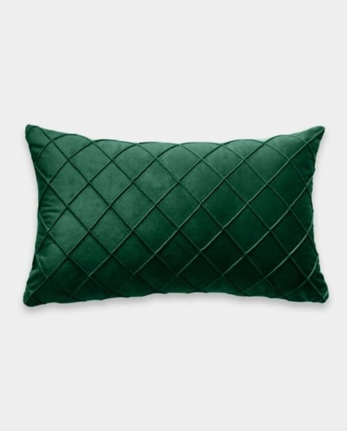 Pintex Velvet Cushion Covers - Oblong (5) Pintex Velvet Lumber Cushion Cover - Emerald Green