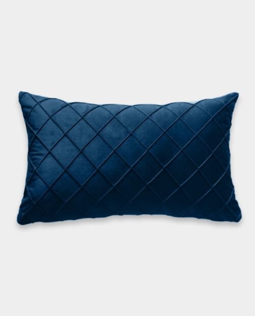 Pintex Velvet Cushion Covers - Oblong (6) Pintex Velvet Lumber Cushion Cover - Dark Blue