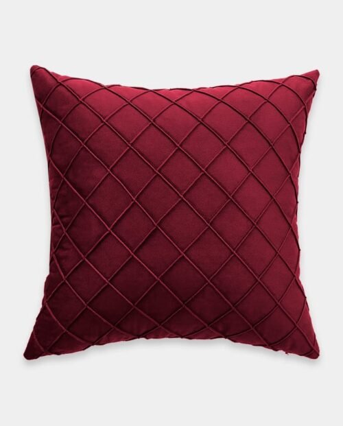 Pintex Velvet Square Cushion Cover - Red Wine