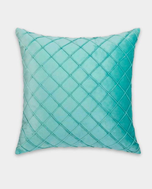 Pintex Velvet Square Cushion Cover - Aqua Green
