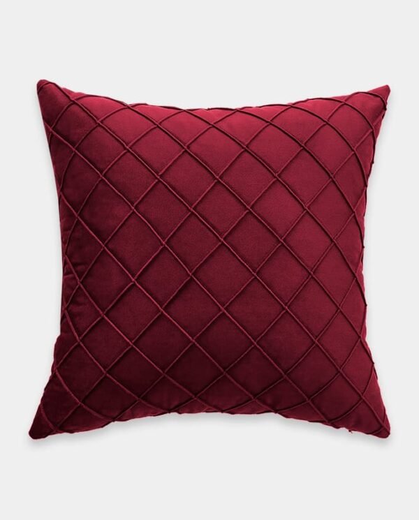 Pintex Velvet Cushion Covers - Square (1) Pintex Velvet Square Cushion Cover - Red Wine