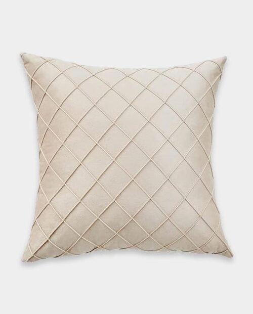 Pintex Velvet Square Cushion Cover - Off White