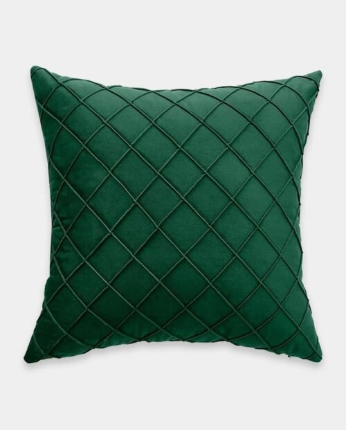 Pintex Velvet Square Cushion Cover - Emerald Green