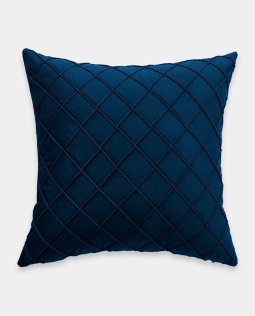 Pintex Velvet Square Cushion Cover - Dark Blue