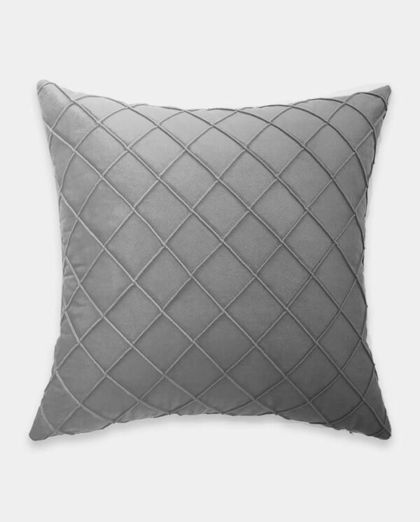 Pintex Velvet Square Cushion Cover - Grey