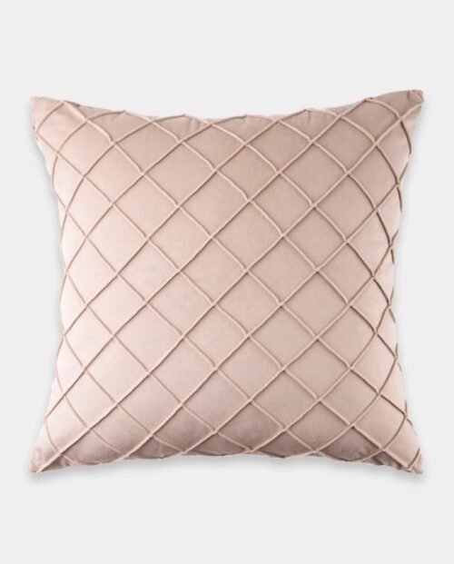 Pintex Velvet Square Cushion Cover - Champagne