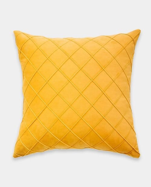 Pintex Velvet Cushion Covers - Square (7) Pintex Velvet Square Cushion Cover - Yellow