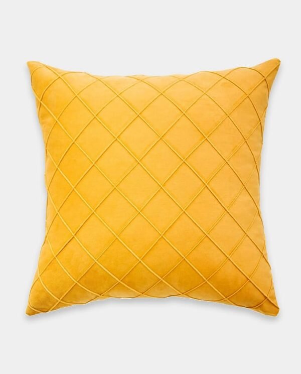 Pintex Velvet Cushion Covers - Square (7) Pintex Velvet Square Cushion Cover - Yellow