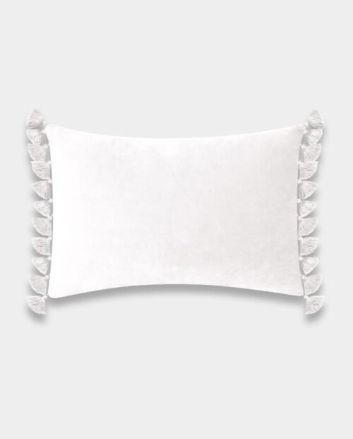 Tassels Velvet Cushion Covers - Rectangle (1) Tassels Velvet Lumber Cushion Cover - White