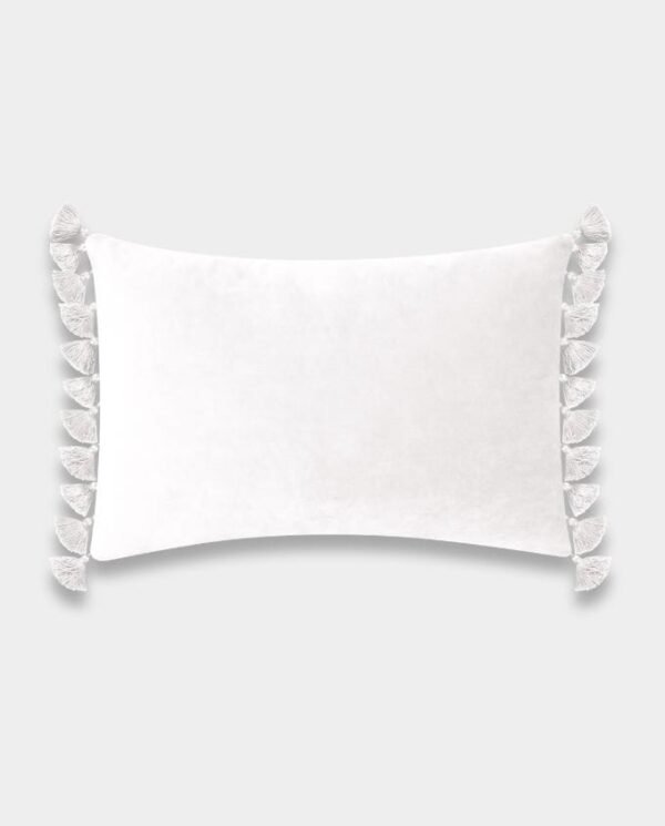 Tassels Velvet Cushion Covers - Rectangle (1) Tassels Velvet Lumber Cushion Cover - White