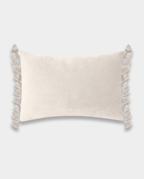 Tassels Velvet Cushion Covers - Rectangle (12) Tassels Velvet Lumber Cushion Cover - Off White