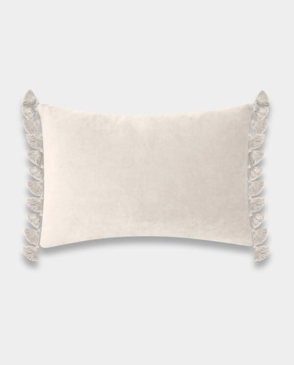 Tassels Velvet Cushion Covers - Rectangle (12) Tassels Velvet Lumber Cushion Cover - Off White
