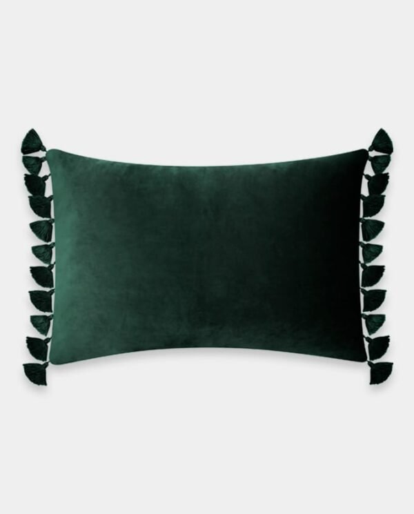 Tassels Velvet Cushion Covers - Rectangle (3) Tassels Velvet Lumber Cushion Cover - Emerald Green