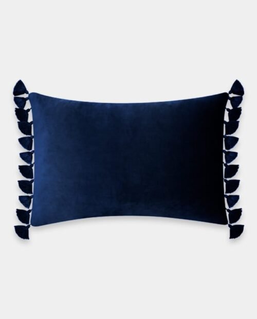 Tassels Velvet Cushion Covers - Rectangle (4) Tassels Velvet Lumber Cushion Cover - Navy Blue