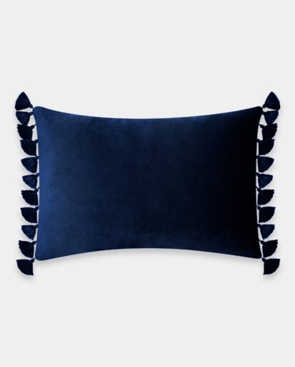 Tassels Velvet Cushion Covers - Rectangle (4) Tassels Velvet Lumber Cushion Cover - Navy Blue