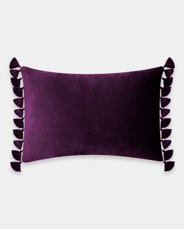 Tassels Velvet Lumber Cushion Cover - Dark Purple