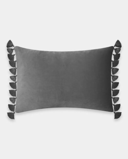 Tassels Velvet Lumber Cushion Cover - Grey