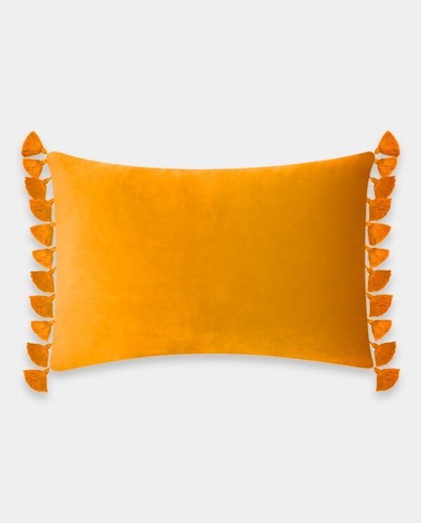 Tassels Velvet Cushion Covers - Rectangle (8) Tassels Velvet Lumber Cushion Cover - Yellow