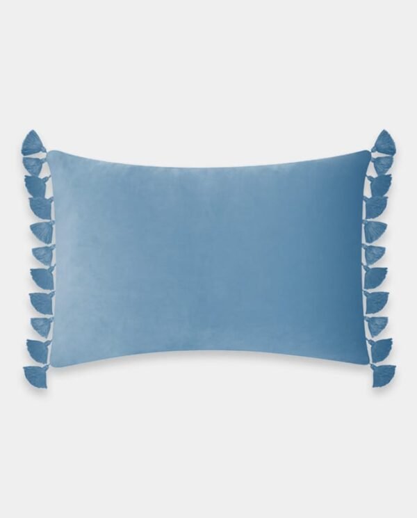 Tassels Velvet Cushion Covers - Rectangle (9) Tassels Velvet Lumber Cushion Cover - Sky Blue