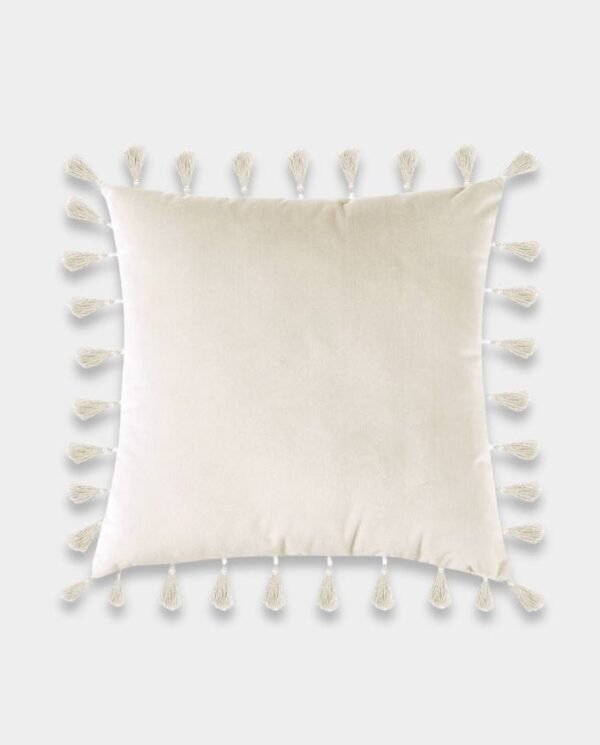 Tassels Velvet Cushion Covers - Square (11)a Tassels Velvet Square Cushion Cover - Off White