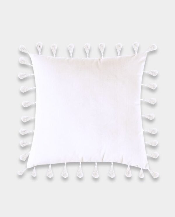 Tassels Velvet Cushion Covers - Square (12)a Tassels Velvet Square Cushion Cover - White