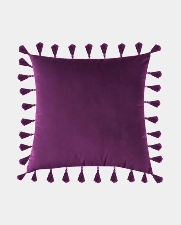 Tassels Velvet Cushion Covers - Square (4) Tassels Velvet Square Cushion Cover - Dark Purple