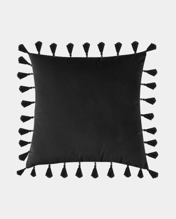 Tassels Velvet Cushion Covers - Square (5) Tassels Velvet Square Cushion Cover - Black