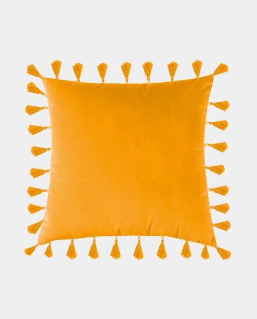 Tassels Velvet Cushion Covers - Square (7) Tassels Velvet Square Cushion Cover - Yellow