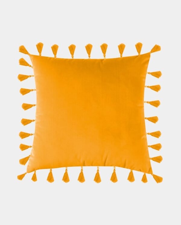 Tassels Velvet Cushion Covers - Square (7) Tassels Velvet Square Cushion Cover - Yellow