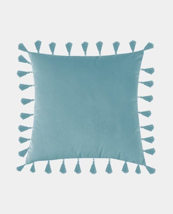 Tassels Velvet Cushion Covers - Square (9) Tassels Velvet Square Cushion Cover - Water Blue